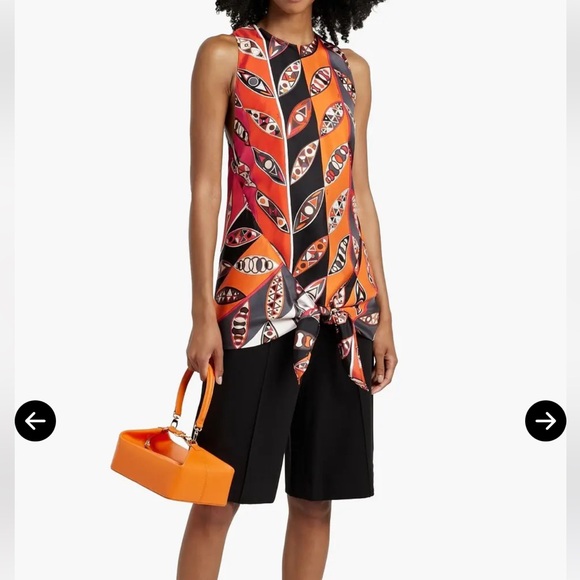 Emilio Pucci Orange Black Sarong Top - Picture 2 of 4